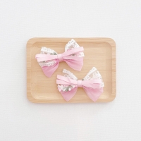 Girl Hair Clip Bow Lace Floral Pair (GHP9479)